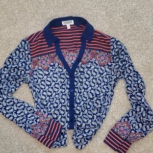 Portifino blouse. Paisley strip print.